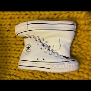 Platform leather high-top converse